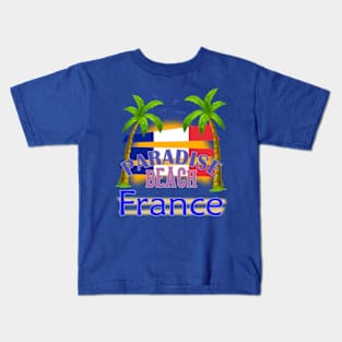 Paradise Beach France Vacation Holidays Kids T-Shirt